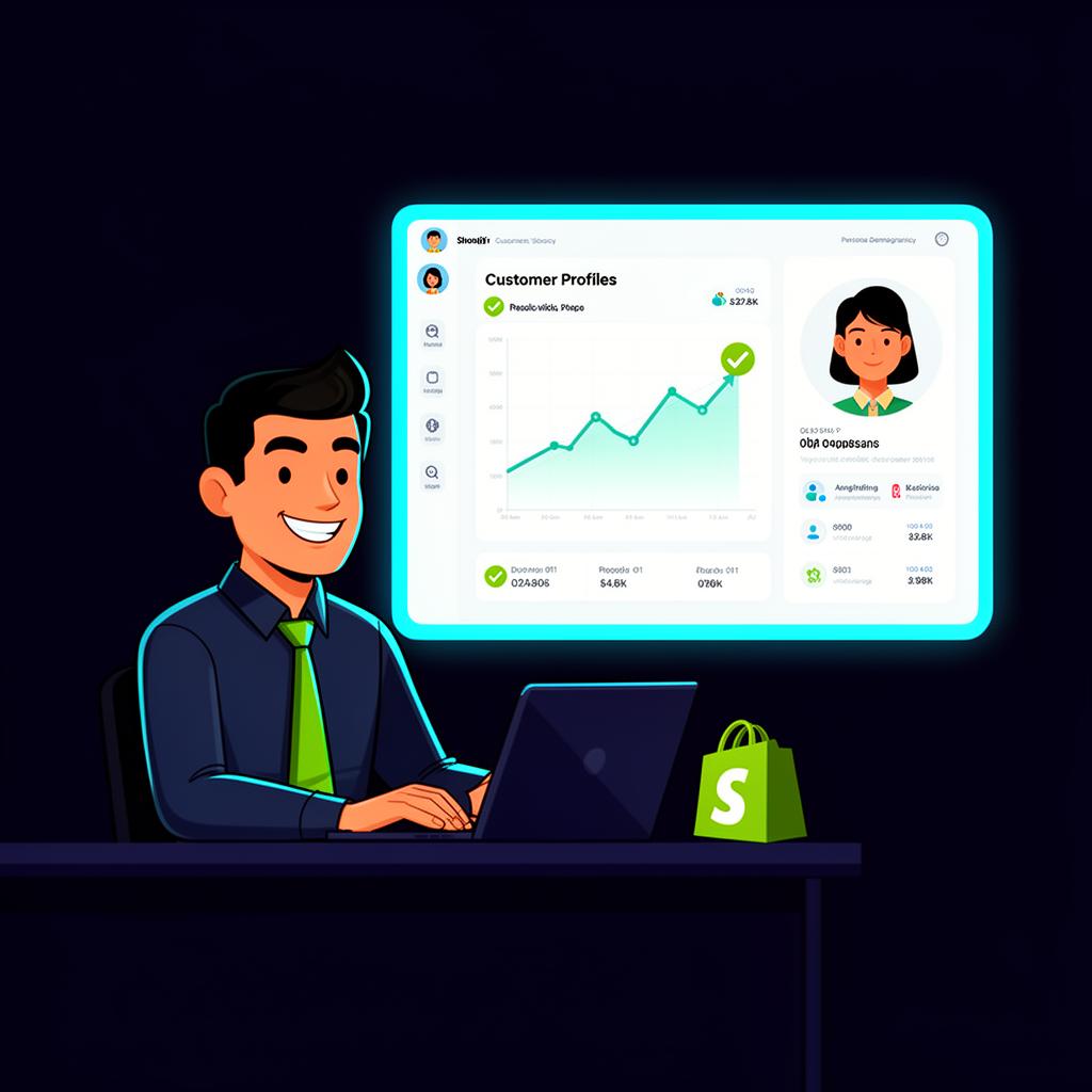 Confident Shopify seller with a clear customer profile dashboard